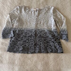Meadow Rue by Anthropologie Gradient Gray Lace Blouse Small